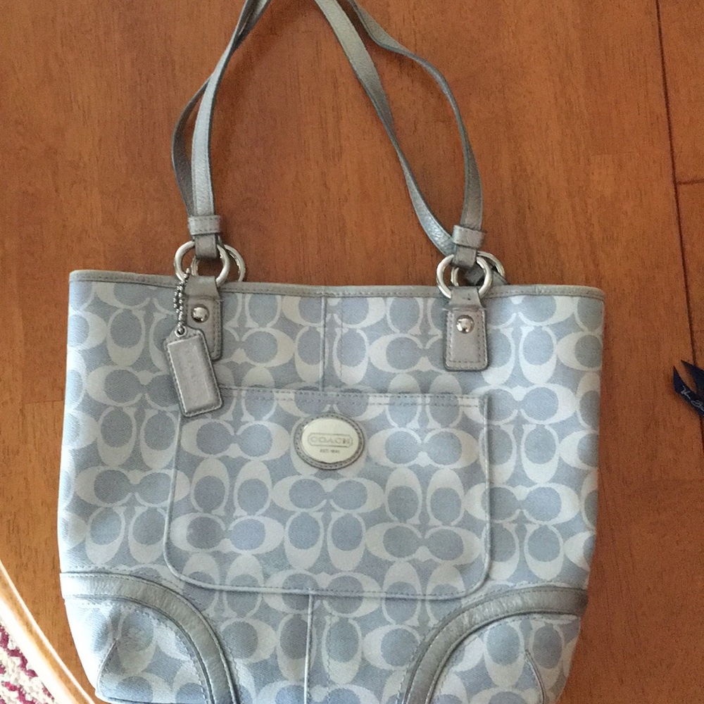 Light blue leather Coach bag